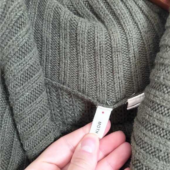 Anthropologie Moth green turtleneck sweater tunic long size M cotton wool - Picture 2 of 4